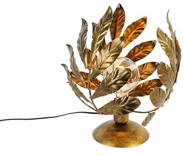 QAZQA - Klassisch I Antik Vintage Tischlampe Antik Gold I Messing 30 cm - Linde I Wohnzimmer I Schlafzimmer - Stahl Organisch - LED geeignet E27