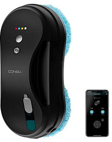 Cecotec Robot Limpiacristales Conga Windroid 880 SprayWater Connected T. 85 W, 3 en 1: Pulveriza, Limpia y Seca, Control App, Incorporación de Spray líquido, 4 Programas, 12 Paños, 05871