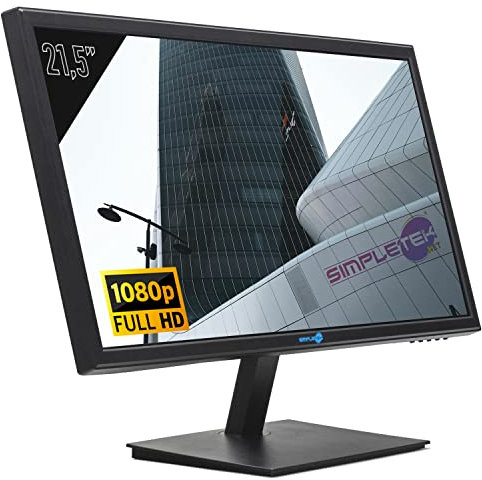 SIMPLETEK - Monitor Full HD per Gaming 22 pollici | HDMI, VGA | Speaker integrati | VESA 100x100 mm