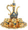 Weintopf-Set, 8-teiliges Türkisches Vintage-Wasserservierset aus Metall Inklusive 1 Weintopf, 6 Weintassen, 1 Tablett, Goldenes Teeservice
