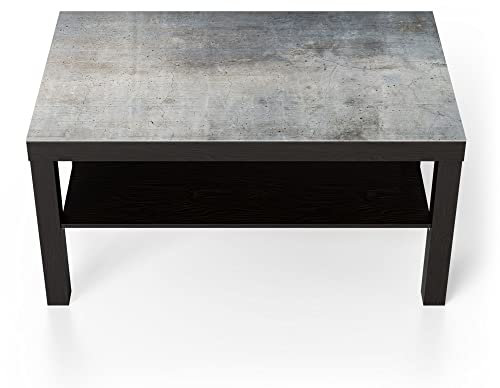 DEQORI Glastisch | schwarz groß 90x50 cm | Motiv Unverputzte Zementtextur | ausgefallener Beistelltisch aus Glas | Hochglanz Couchtisch fürs Wohnzimmer | moderner Couch Tisch mit Design
