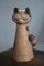 Holzwurm Zaunfigur Katze aus Keramik, braun, H 21,5 cm, Durchmesser am Boden 9 cm, Dekokatze für den Gartenzaun, Pfostenhocker