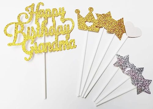 AILEXI 8 Counts Glitter Kuchen Dekorieren Toppers FÜR - Happy Birthday Grandma Gold