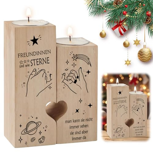 GAROMIA Kerzenständer Mit Spruch - Geschenk für Beste Freundin, Freundschaft, Freundinnen - Erntedanktag
