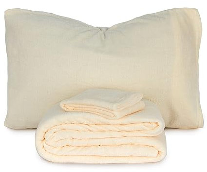 Morbidissimi Set Lenzuola Completo Letto in Pile Coral Tinta Unita, Termico, Morbido, Caldo per Letto Matrimoniale Panna