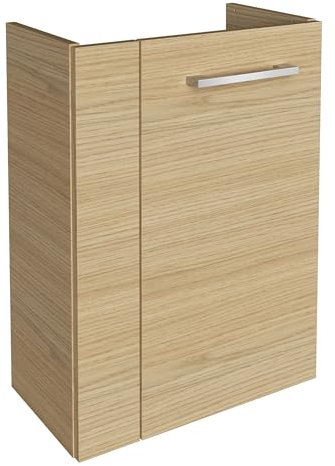 FACKELMANN B.Style Waschbeckenunterschrank schmal – Unterschrank für Waschtisch im Gäste-WC (44 cm x 60 cm x 24,3 cm) – Türanschlag rechts – SBC Badezimmerschrank hängend in Braun hell