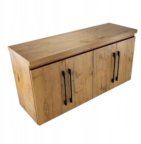 paplinskimoebel badezimmerwandschrank, doppelschrank 120 cm unter waschbecken, Langer badezimmerschrank in Eiche Lancelot, badezimmermöbel 119,6 x 38,8 x 56 cm
