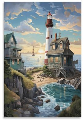 KeAan Lighthouse Poster, Dekoratives Gemälde, Leinwand, Wandkunst, Wohnzimmer, Poster, Schlafzimmer, Gemälde 24x36inch(60x90cm)