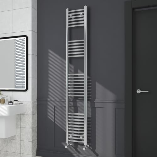 Warmehaus Contemporary Curved Bathroom Heated Towel Rail Radiator Rad 1800 x 300mm - Chrome