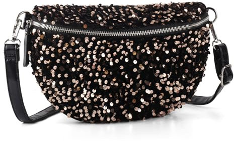 LIKEBAG Glitzernde Pailletten-Bauchtaschen mit verstellbarem Riemen für Damen und Mädchen, Unisex, Goldfarben