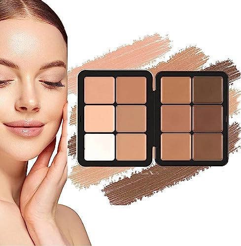 Concealer Palette, 12 Colors Makeup Cream Blush Palette, Concealer Foundation Palette, Long-Wearing Full Coverage Makeup for All Skin Types. (1#, 12cm)