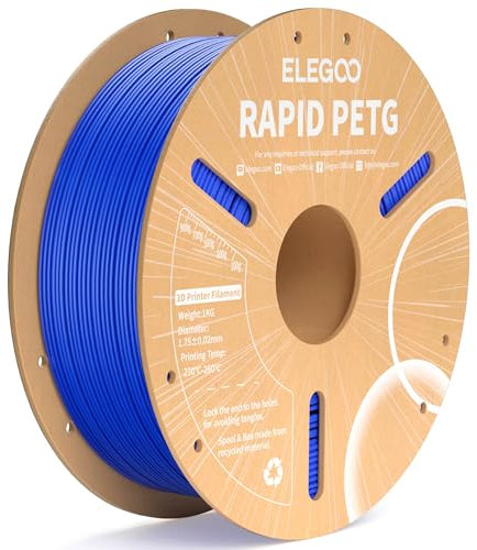ELEGOO Rapid PETG Filament 1.75mm Blau 1 KG, High Speed 600mm/s 3D Drucker Filament Maßgenauigkeit +/- 0.02 mm, 1kg Pappspule(2.2lbs) Passend für die meisten FDM 3D Drucker