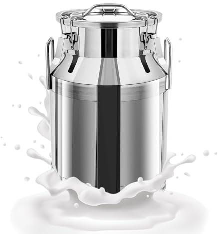 Adima 35L/9.2Gallon Stainless Steel Milk Can Tote Jug with Sealed Lid, Heavy Duty for Milk and Wine Liquid Storage Container,Stainless Steel Sealed Tank,48L