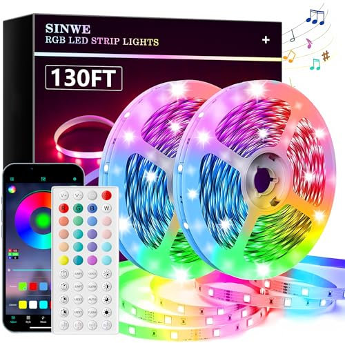 SINWE Led Strip,40M RGB Led Streifen,Smart Lights,Led Leiste mit Fernbedienung und APP, Musik Sync,Timer-Einstellung für Gaming Zimmer, Room, Küche, Zuhause Partei