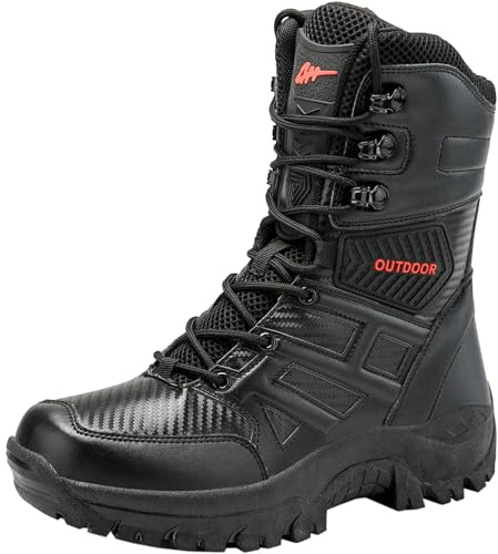 CHICMARK Botas de combate duraderas para hombre con cremalleras laterales/Botas militares antideslizantes y botas tácticas