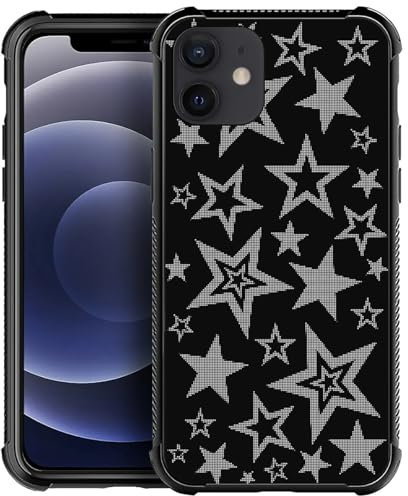 CARLOCA Compatible with iPhone 11 Case, Black White Star Pattern for Girl Ultra Protection Shockproof Soft Silicone TPU Non-Slip Back