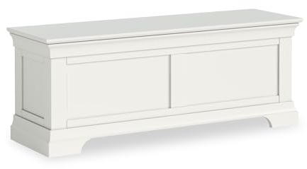 RoselandFurniture Colette White Large Blanket Box for Bedroom | Fully Assembled, Wooden Storage Trunk, Ottoman or Toy Chest, Painted Pine, H46cm W120cm D38cm