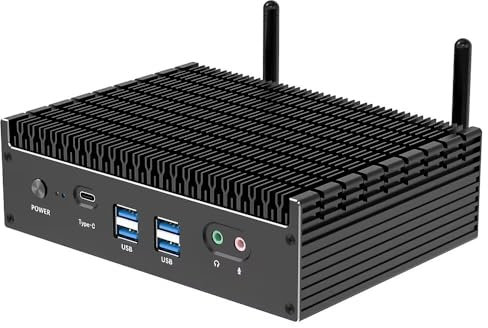 13. Gen Intel Core i7-1355U Lüfterloser Mini-PC (bis zu 5.0 GHz) | Win11 Pro | Dual 2.5G LAN | Thunderbolt 4 eGPU-Unterstützung, WiFi 6, BT5.2, Iris Xe Grafik, 4X Display, Büro-/Gaming-Mini-PC