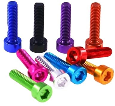 Generisch 10 Stück Aluminium-Schrauben DIN912 M3 M4 M5 M6 bunte Aluminium-Innensechskant-Maschinenschrauben(Red,M4x20)