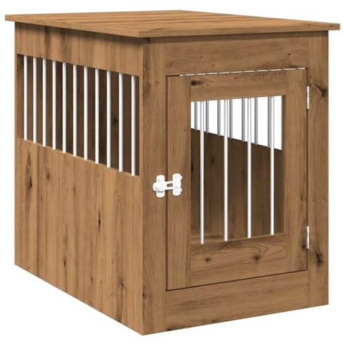 vidaXL Meuble de Cage pour Chiens chêne Artisanal 55x80x68 cm, chenil, abri pour Chien, Cage pour Animaux de Compagnie, Cage de Chien