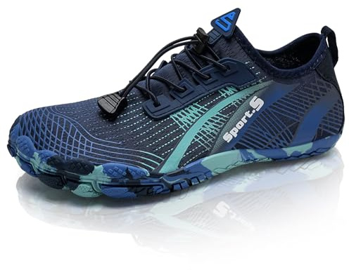 Barefoot Shoes Mens Women Water Shoes Trail Running Beach Water Trainers for Gym Swim Snorkeling Surfing(A Blue, 3.5UK)