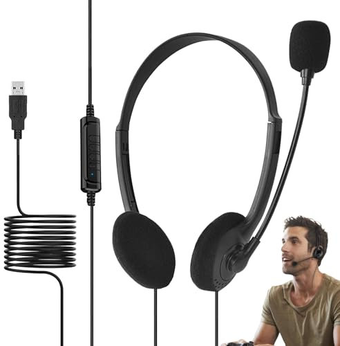 Over-Ear-Kopfhörer – Mikrofon-Einsatz, Heimgebrauch, stabiler ergonomischer USB-Computer, Headset, PC, Tablet-Konsolen, Headset-Mikrofon, stabile Spiel-Kopfhörer, Tablet-PC, Heimspiel-Kopfhörer