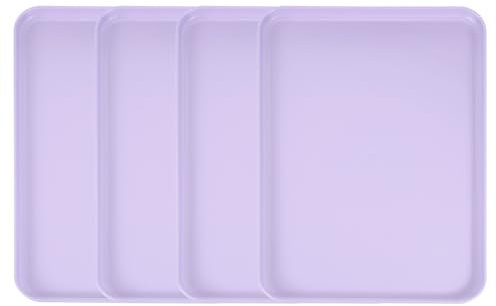 sourcing map 4Pcs Plastic Serving Trays, 15 x 10.6 Inch Rectangle Food Serving Cafeteria Trays for Kitchen Restaurant Coffee Fruit Burger Lunch Dessert, Light Purple