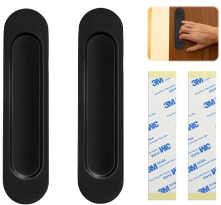 RJLLKD 2 Pcs Manija de puerta corrediza, 14,8 cm manijas de puerta corredera, autoadhesivas, asa empotrada para armarios, ventanas, puertas correderas de granero
