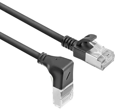 ACT CAT6A LAN Kabel Dünn U/UTP, 90° gewinkelt unten, 0,50M - DA3900 | für PC, Laptop, Konsole