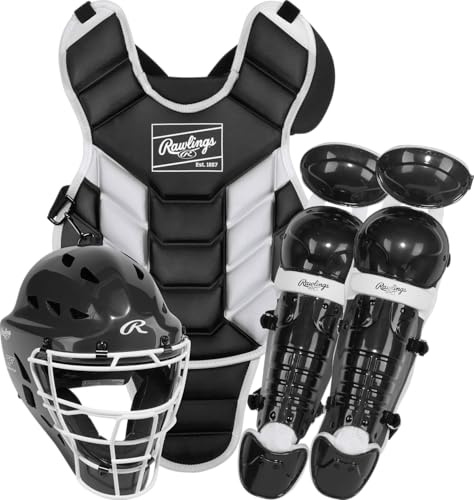 Rawlings | Player's 3 Series Catcher's Set | Baseball / Softball / T-Ball | Youth | Ages 12 & Under | Black / White