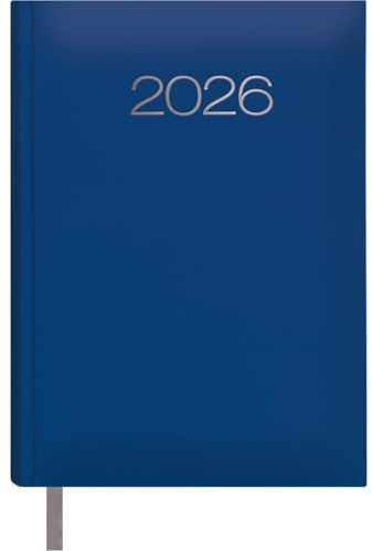 Dohe - Agenda 2026 Portugiesisch - Tagesansicht, Größe A5 (14x20 cm), Weiches Hardcover aus Kunstleder, 12 Monate Januar bis Dezember, Jahresplaner mit Lesezeichen - Estoril Blau