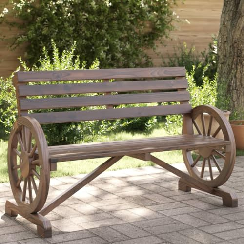 LoogCape Gartenbank 2-Sitzer Massivholz Tanne, 121,5 cm Breite, rustikales Design, für Terrasse, Hof & Garten, Bequeme Outdoor-Sitzbank mit Rückenlehne
