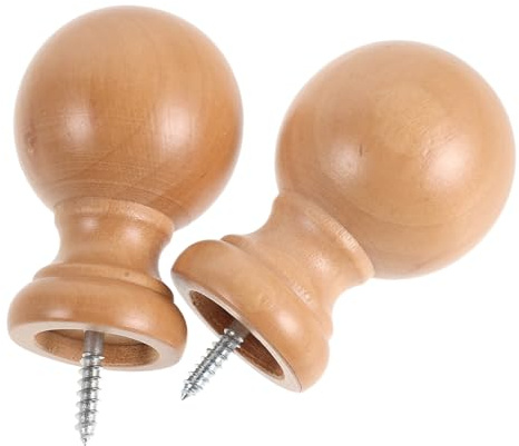 Toyvian 2 Piezas Adorno Redondo de Madera para Barra de Cortina Acabado para Extremo de Barra Accesorio para Ventanas Diseño Clásico y Duradero