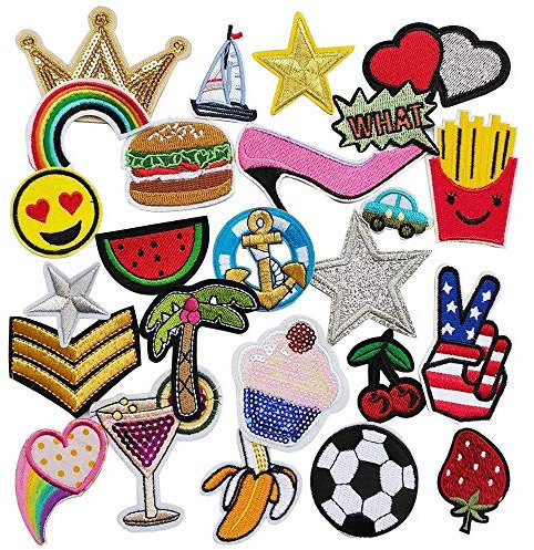 Chenkou Craft 25pcs Random Assorted Iron-on or Sew-on Embroidered Patch Motif Applique Patches