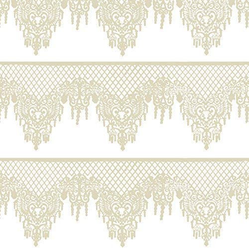 Musykrafties Juego de 20 piezas de encaje comestible prefabricadas listas para usar, con diseño de celosía de diamante, 14 pulgadas, color blanco marfil