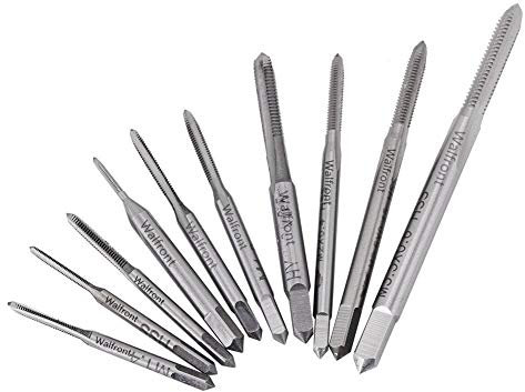 Walfront 10pcs Mini NC HSS High Speed Steel Metric Machine Plug Thread Screw Tap Tool Set Straight Fluted Pipe M1，M1.2，M1.4，M1.6，M1.7，M1.8，M2，M2.5，M3，M3.5