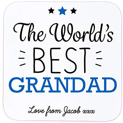 Personalised Coaster – Custom Wooden Drinks Mat – World's Best Grandad Gift