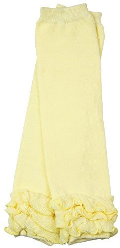 juDanzy ruffled leg warmers for baby or toddler girls (Newborn (up to 12 pounds or 5.4 KG)), Yellow Triple Ruffle