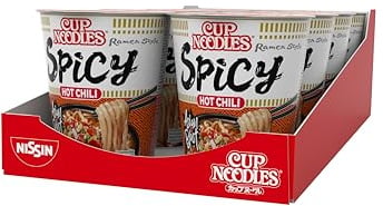 Nissin Cup Noodles – Hot Chili Spicy, 8er Pack, Soup Style Instant-Nudeln japanischer Art, mit Chilis, geröstetem Sesam & Gemüse, schnell im Becher zubereitet, asiatisches Essen (8 x 66 g)