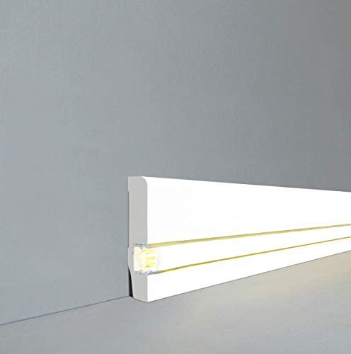 LED | Licht Fuß- u. SockelleistenMeppen MDF foliert | 720.1358L | LED Sockelleiste | Lichtleiste | Inklusive weißer Abdeckung| Profisockelleisten- weiß