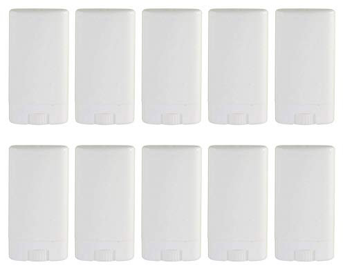 10PCS 15ml/0.5oz Empty Refill Plastic Oval Deodorant Containers Lip Gloss Balm Lipstick Tubes Crayon Chapstick Sample Packing Vials Holder Bottles DIY Beauty Tool (White)