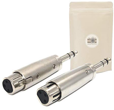 Adaptout 2x Adattatore da spina jack grosso 6,35mm maschio a presa XLR femmina 3 poli pin - Connettore stereo per auricolari casco audio microfono marca francese
