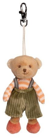 Bukowski Schlüsselanhänger Teddybär Baby Mavi in grüner Latzhose 10 cm
