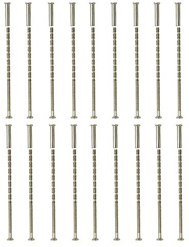 VINLIN Lot de 36 boulons de raccordement universels M4 de 100 mm de longueur réglable - Manches longues de 2,5 cm - Fixation par vis pour poignée de porte, serrure, roses, placard, tiroir - Nickel