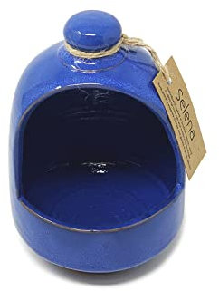 Verano Spanish Ceramics Selena Glaze Hand Dipped Salt Pig - Home Kitchen Restaurant Café Decorative Décor - Salt Cellar Pepper Seasoning Holder Caddy Spices Condiments Storage Pot - Blue