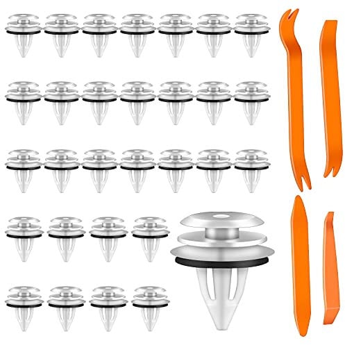EEEKit 30Pcs Car Retainer Clips Car Door Clips for Boots Interior Doors or Trim Panels + 4 Pcs Trim Removal Tool Fastener Remover Tools for Panel Door Audio Auto Clip Pliers
