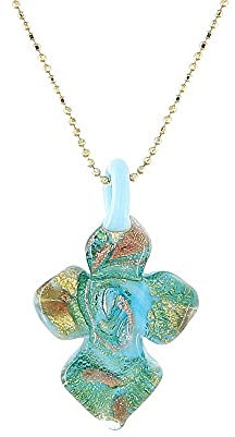 Venetiaurum - Collier Avec Pendentif Croix En Verre De Murano Original Et Argent 925 - Bijou Certifié Made In Italy.