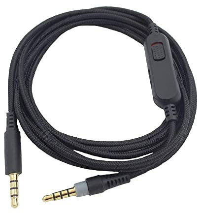 GGZZ HyperX Cloud Alpha Cable, Replacement Audio Cable Cord 3.5mm with Inline Mute & Volume Control Compatible with HyperX Cloud Mix Alpha Gaming Headset Xbox One PS4 Controllers (No Mic/Black)