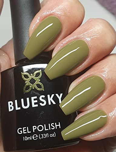 BLUESKY Gel Nail Polish KHAKI ARMY GREEN MAYBE AW2110 Autumn Winter 2021 Color , Chip Resistant, 10 ml (Requires Drying Under UV LED Lamp) …