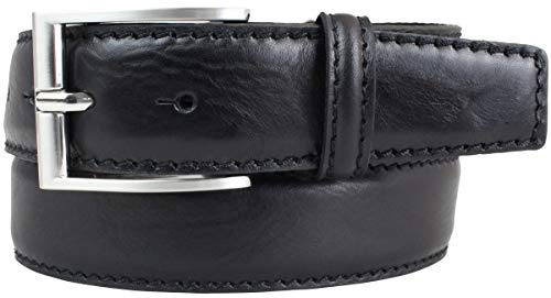 BELTINGER Gürtel mit Edelstahl-Gürtelschnalle aus Vollrindleder mit Naht 4 cm | Ledergürtel für Damen Herren 40mm | Bombierter Jeans-Gürtel | Schwarz 100cm
